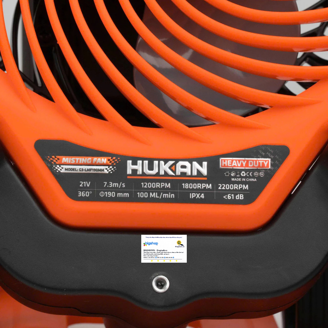 Quạt phun sương dùng pin HUKAN G3-LMF190MM (GEN 3) - Thân máy