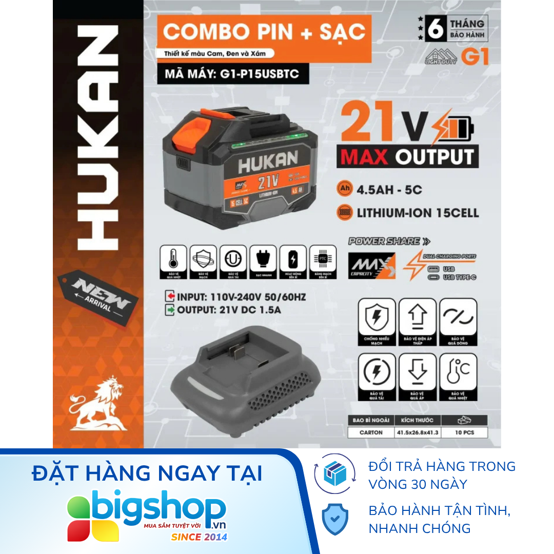 Combo pin và sạc HUKAN G1-P15USBTC (GEN 1)