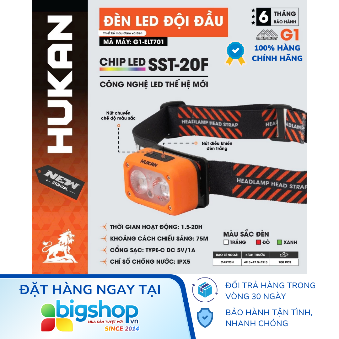 Đèn LED đội đầu HUKAN G1-ELT701 (GEN 1)