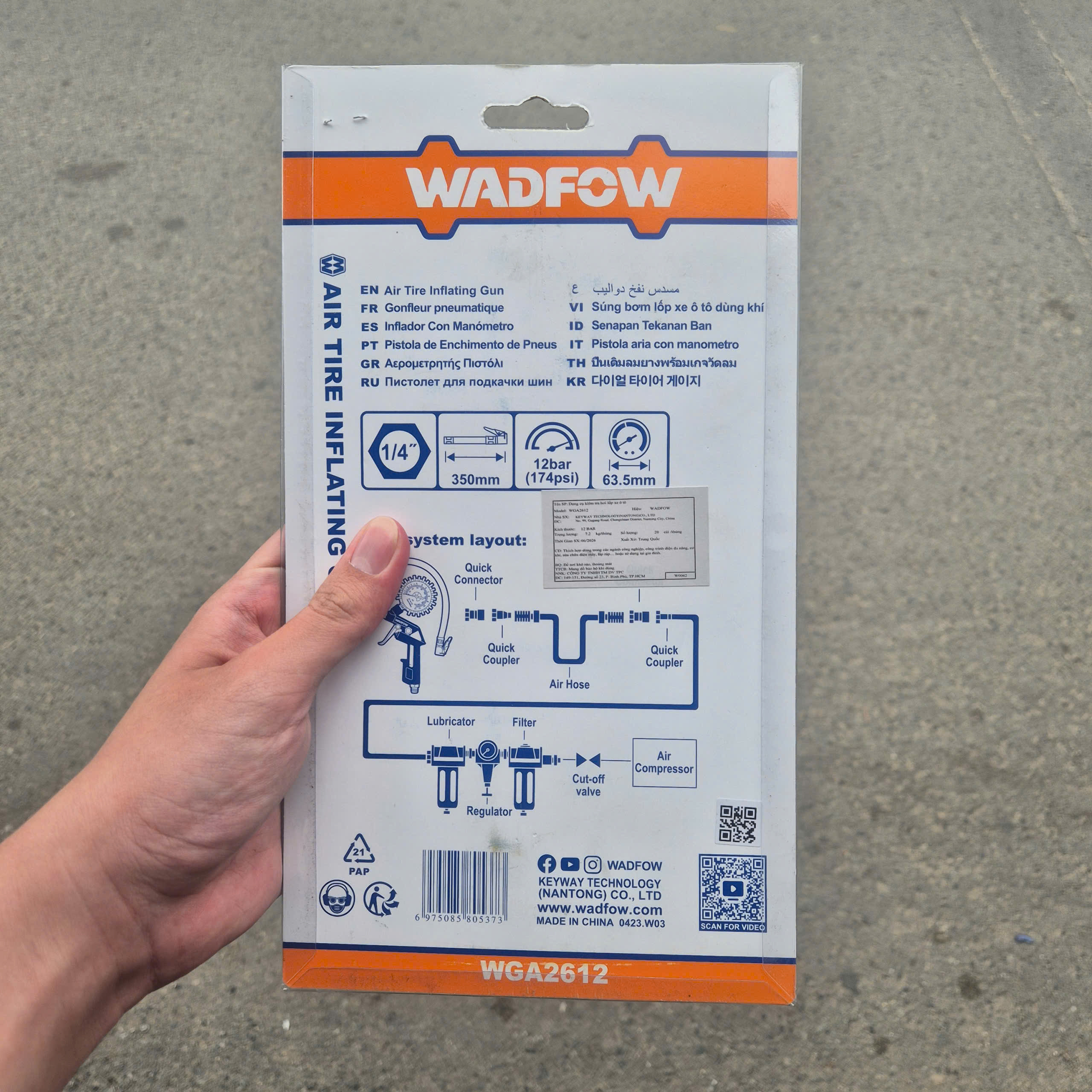 Dụng cụ kiểm tra hơi lốp xe ô tô WADFOW WGA2612