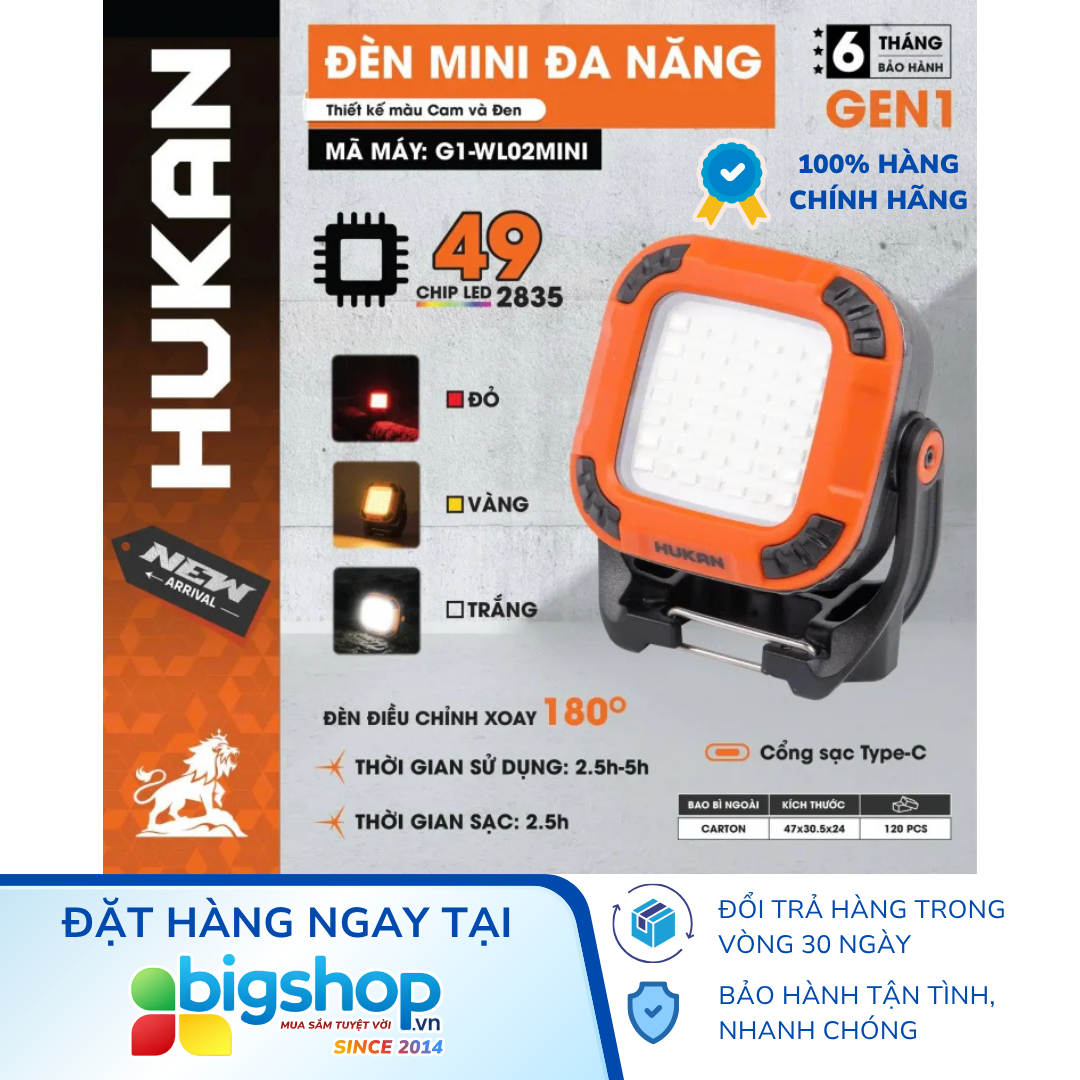 Đèn mini đa năng HUKAN G1-WL02MINI (GEN 1) – 49 chip LED siêu sáng