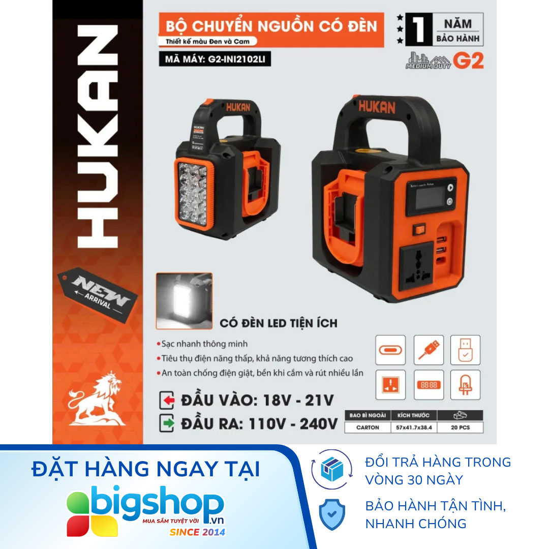 Bộ chuyển nguồn có đèn HUKAN G2-INI2102LI (GEN 2)