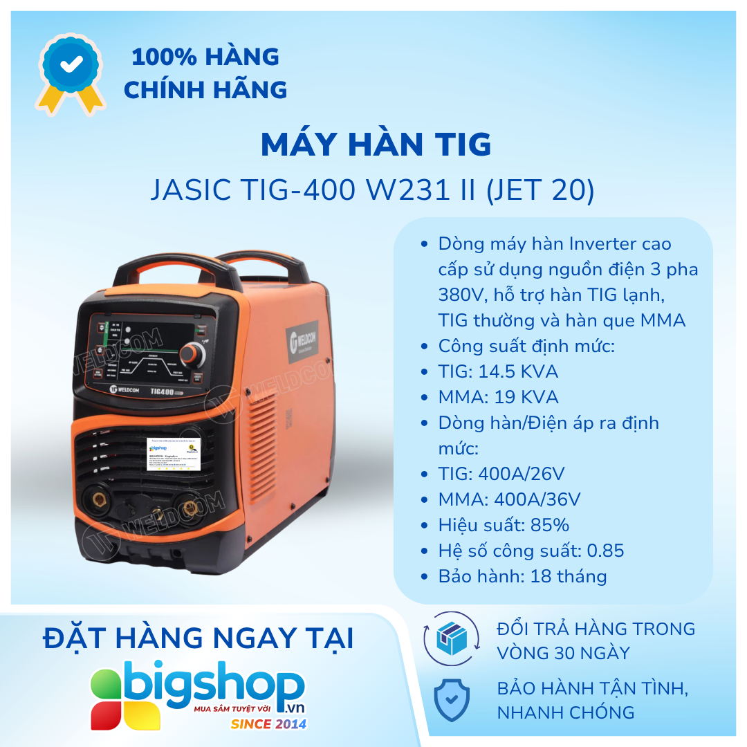 Máy hàn TIG JASIC TIG-400 W231 II (JET 20)