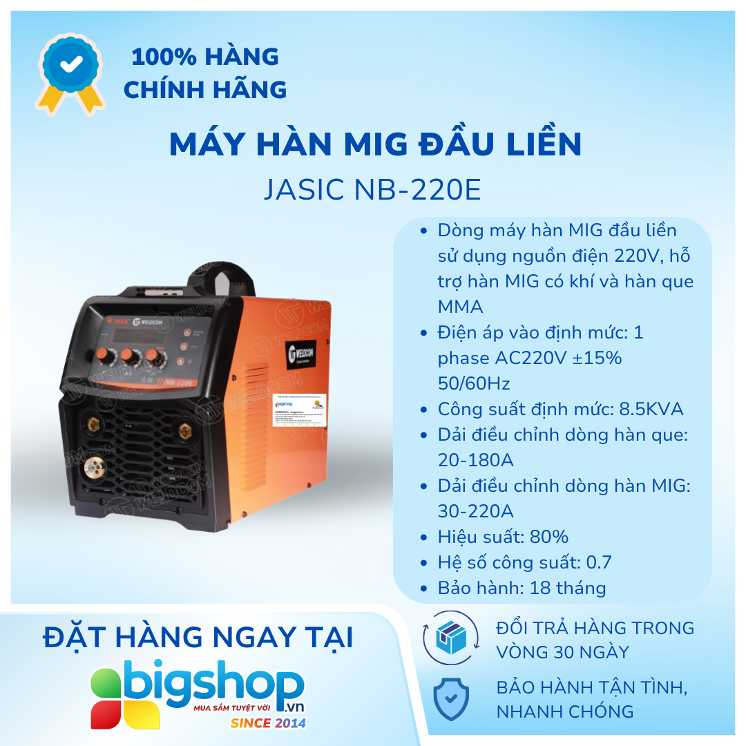 Máy hàn MIG đầu liền JASIC NB-220E