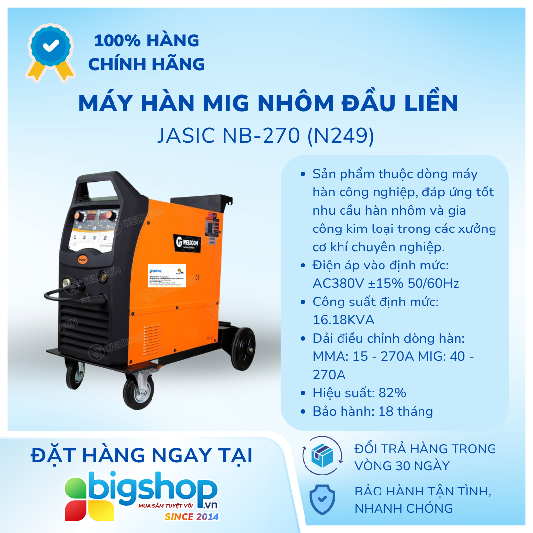 Máy hàn MIG nhôm đầu liền JASIC NB-270 (N249)