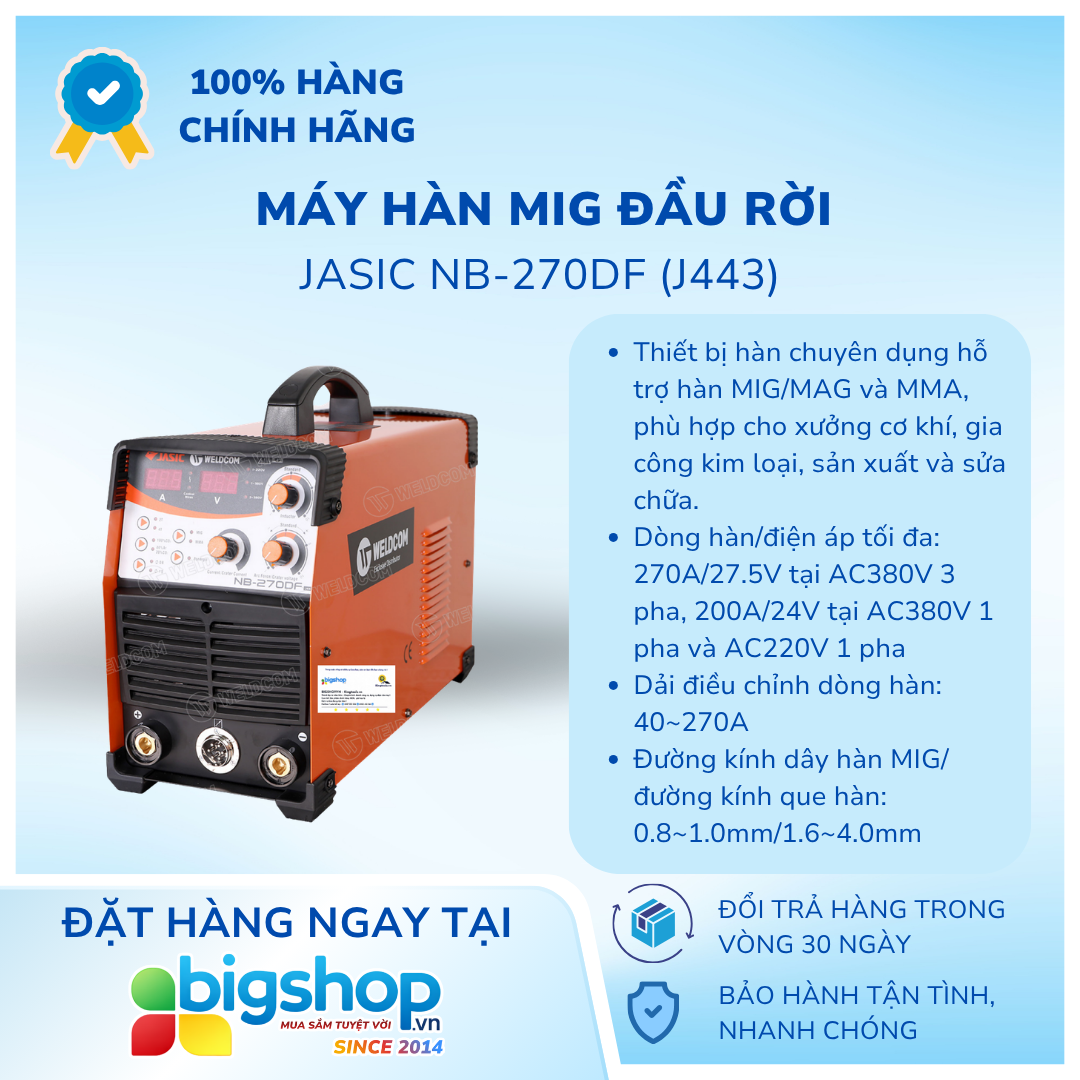 Máy hàn MIG đầu rời JASIC NB-270DF (J443)