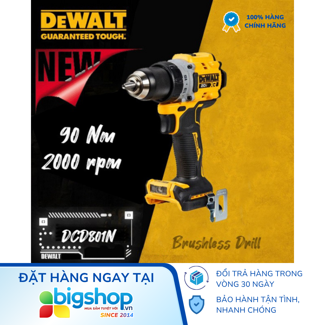Máy khoan pin 20V DEWALT DCD801N-B1 (Chưa pin & sạc)