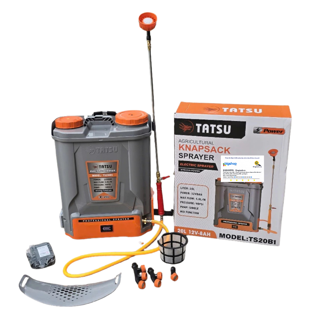 Bình xịt điện 12V/8AH TATSU TS20B1 (20L, bơm đơn, có đảo thuốc)