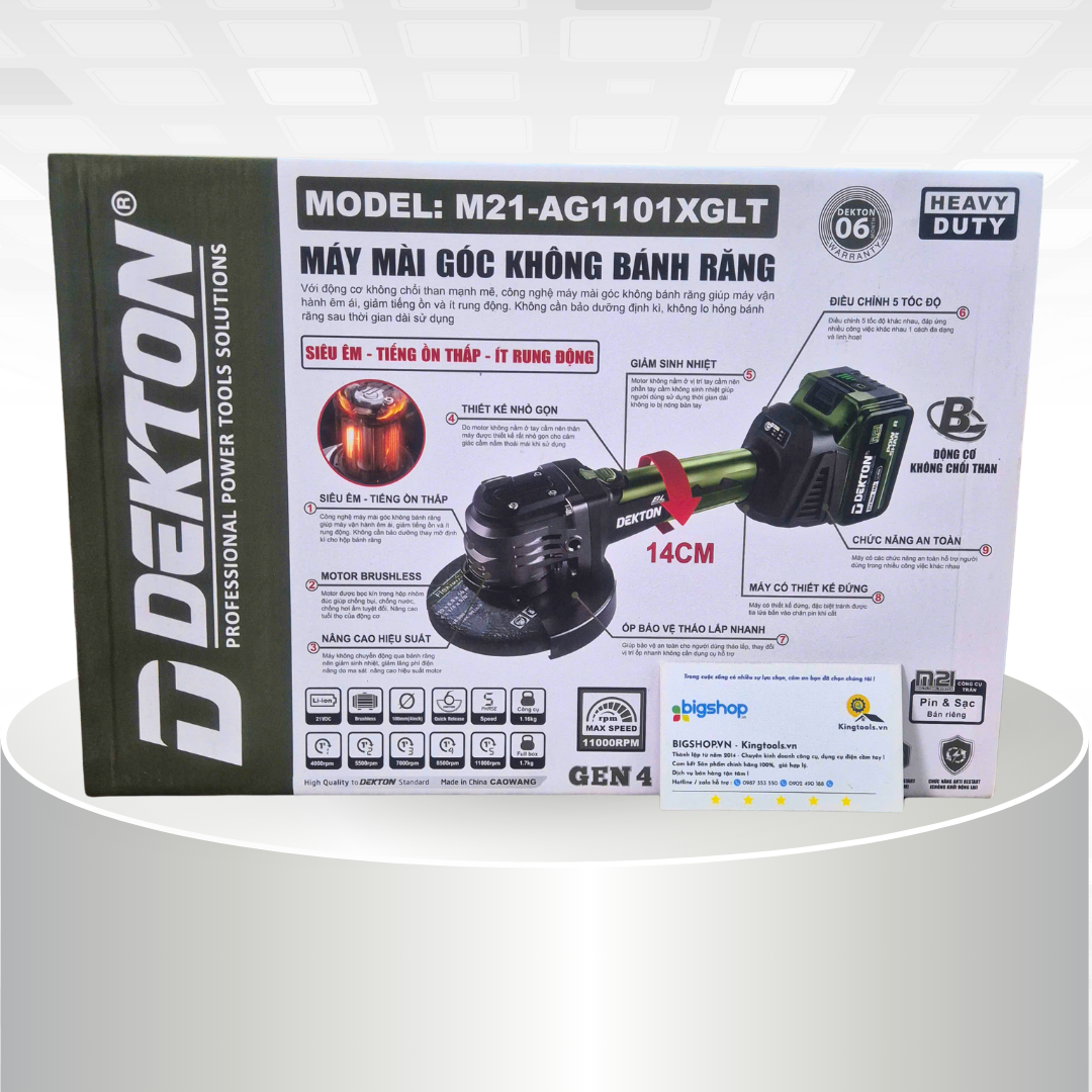 Máy mài góc dùng pin 21V DEKTON M21-AG1101XGLT - Thân máy (Không bánh răng)