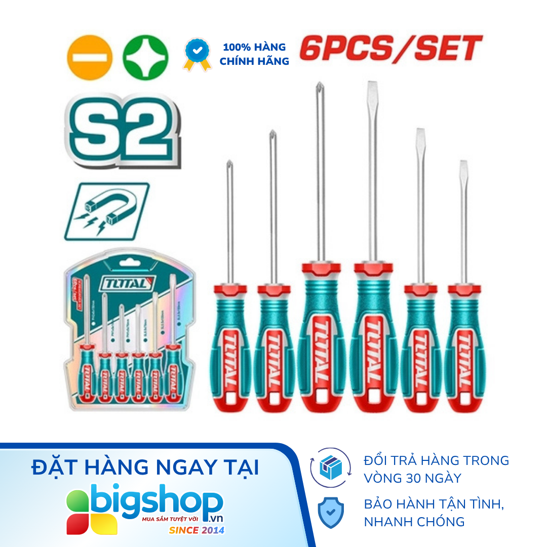 Bộ 6 tua vít dẹp và bake TOTAL TKSDS0626
