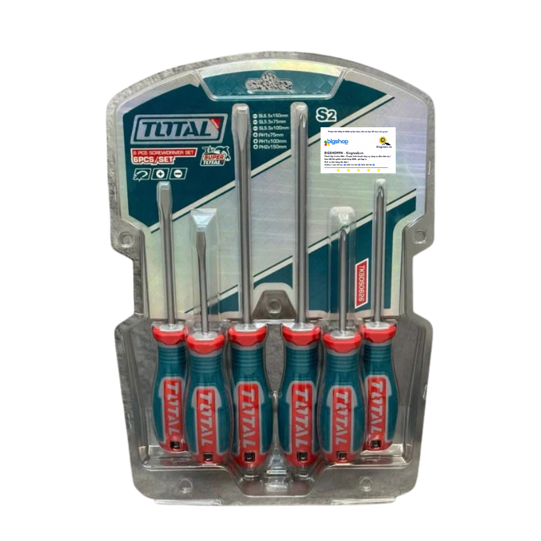 Bộ 6 tua vít dẹp và bake TOTAL TKSDS0626