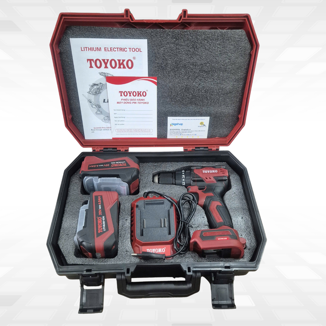 Máy khoan pin 21V TOYOKO T0260G10 (Đầu kẹp 13mm, lực siết 60Nm)