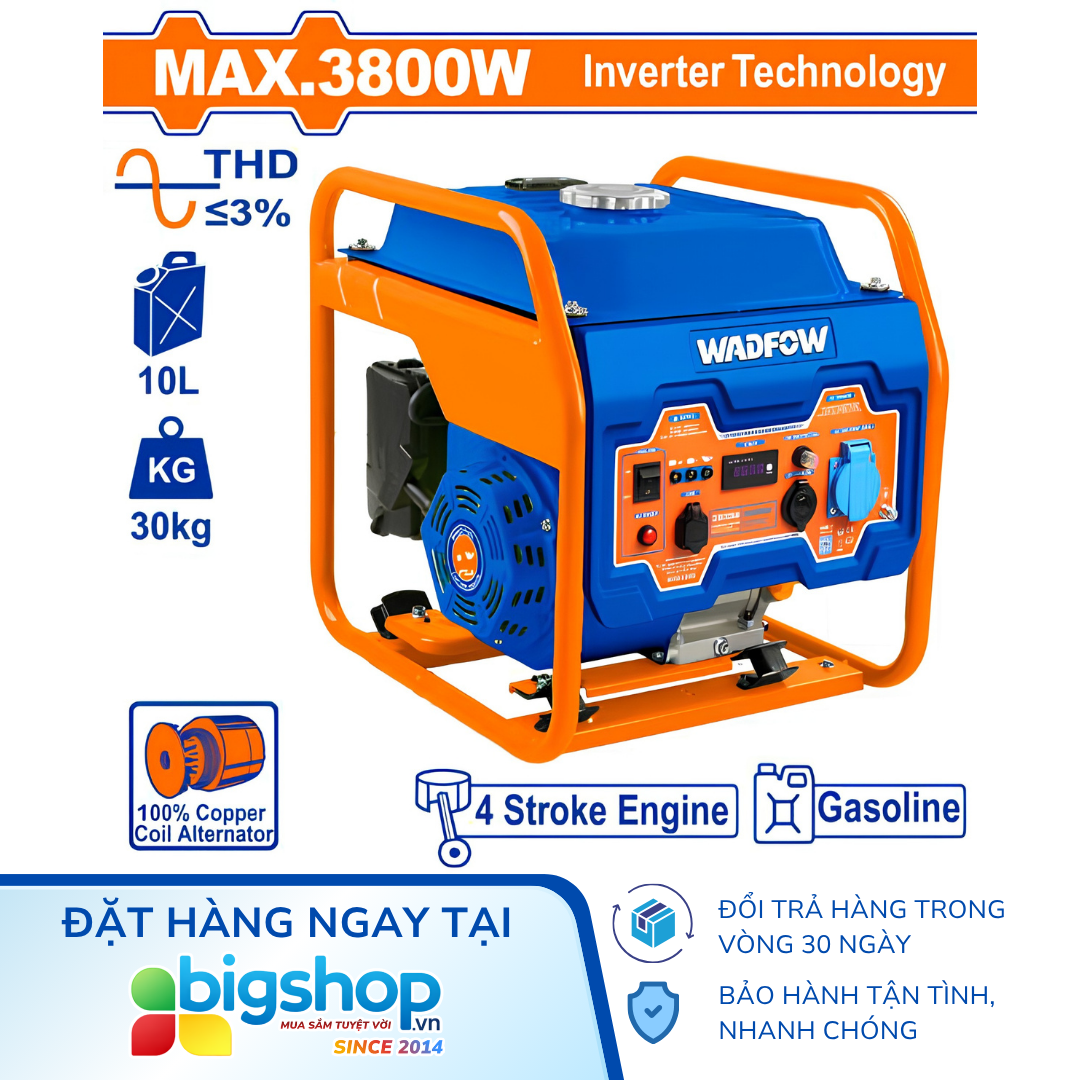 Tổ máy phát điện dùng xăng biến tần WADFOW WGEAB06 (Công suất 3800W)