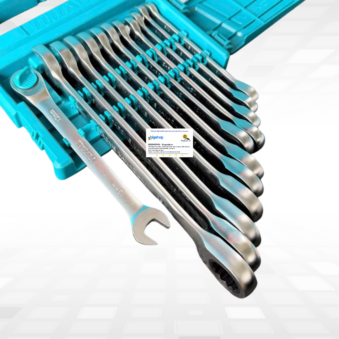 Bộ 12 cờ lê vòng miệng xoay chiều tự động TOTAL THT102RK0126 (8-19mm)