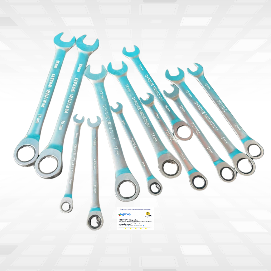 Bộ 12 cờ lê vòng miệng xoay chiều tự động TOTAL THT102RK0126 (8-19mm)