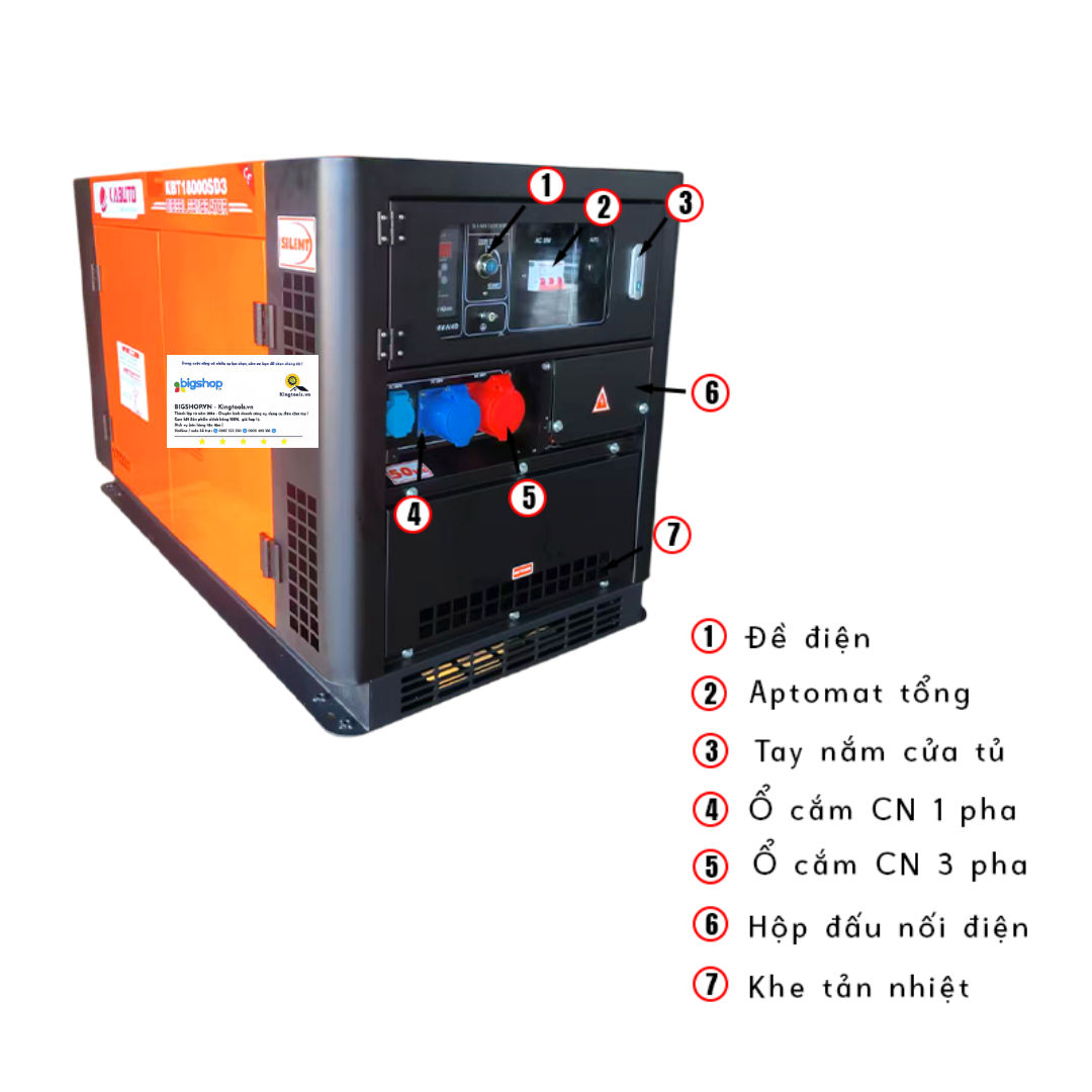 Máy phát điện dùng dầu diesel KABUTO KBT18000SD3 (Công suất 14kW)