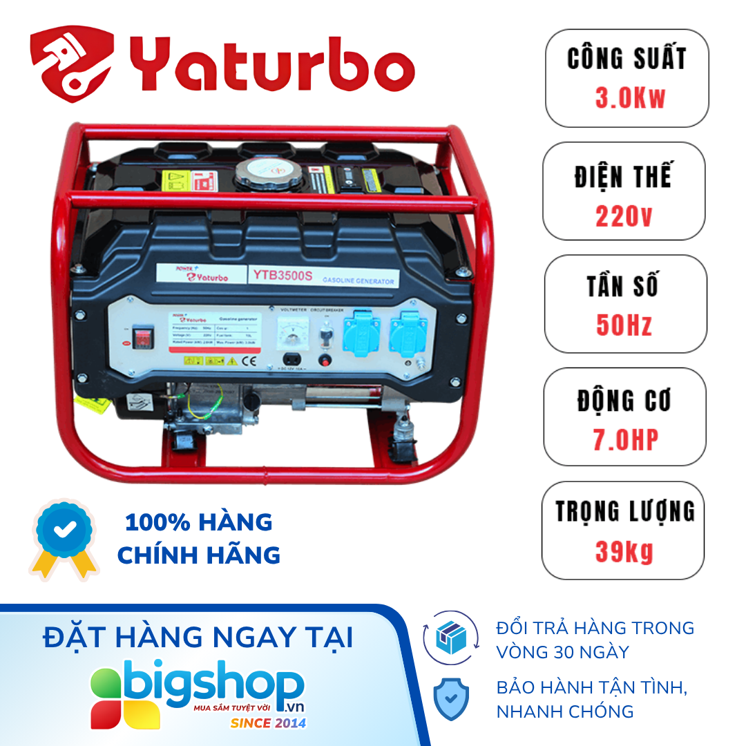 Máy phát điện chạy xăng YATURBO YTB3500S (Công suất 3.0kW)