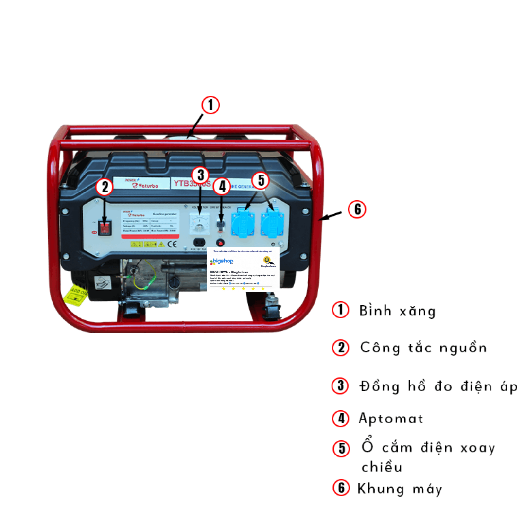 Máy phát điện chạy xăng YATURBO YTB3500S (Công suất 3.0kW)