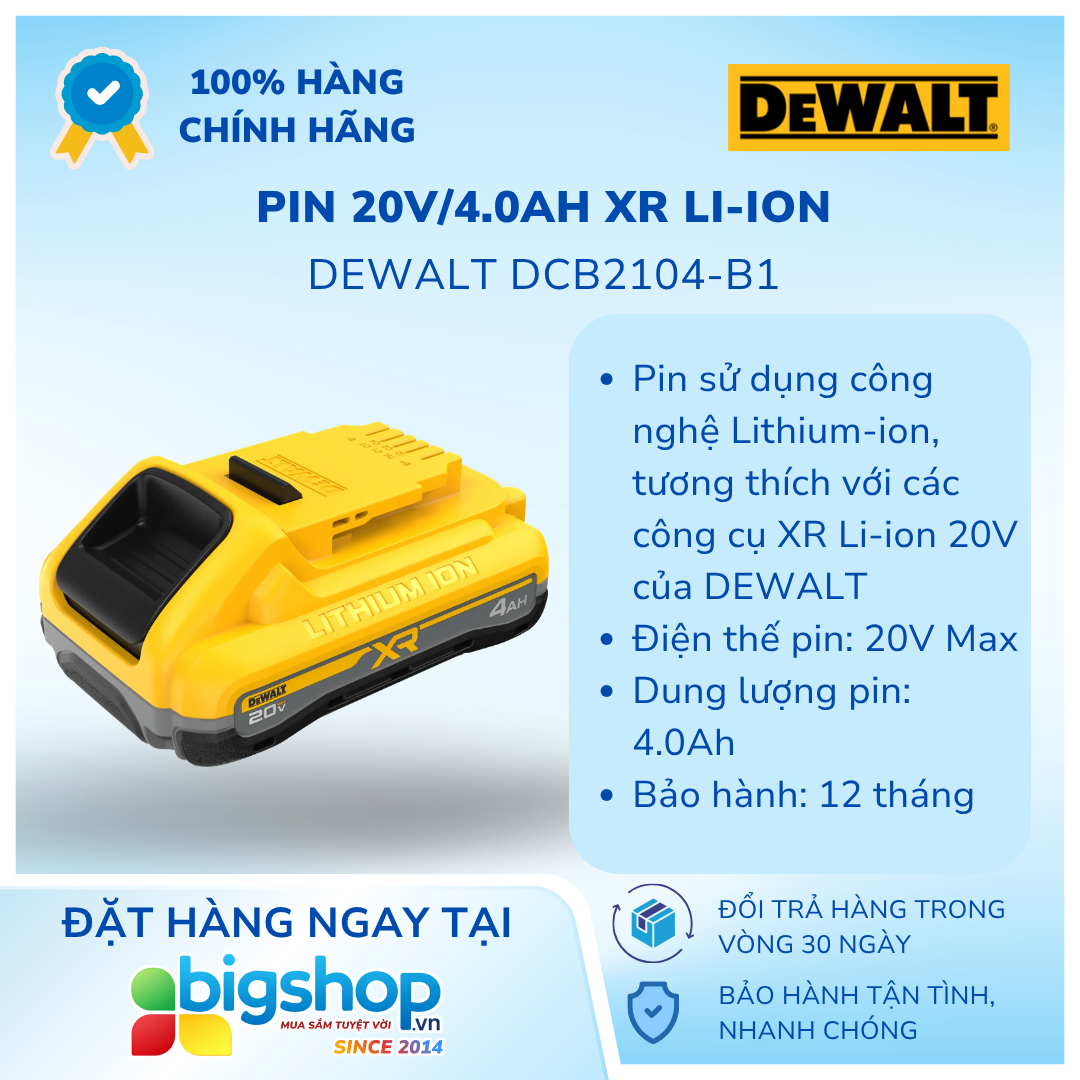 Pin 20V/4.0Ah XR Li-ion DEWALT DCB2104-B1