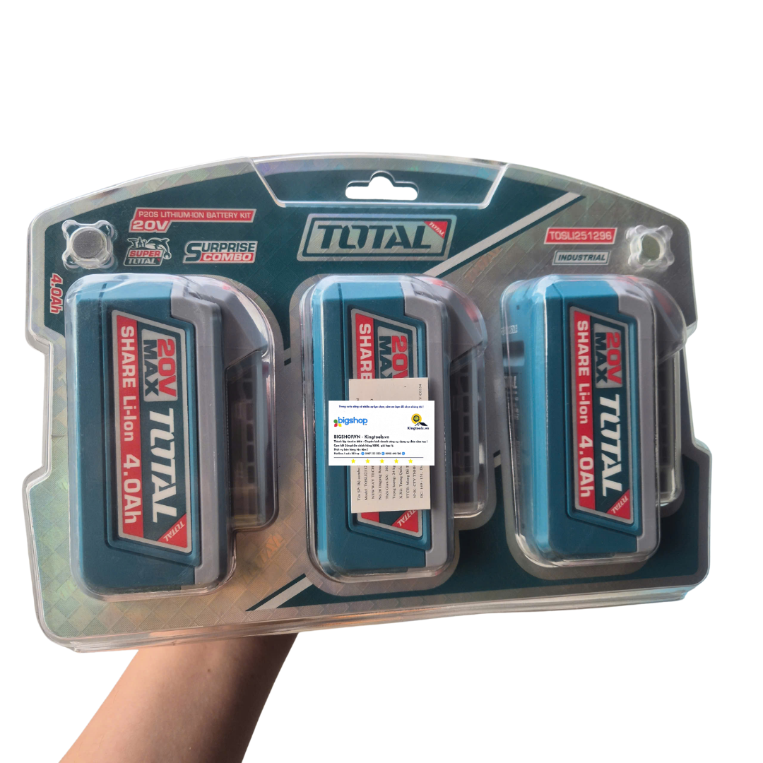 Bộ combo 3 pin Lithium-ion 20V/4.0Ah TOTAL TOSLI251296