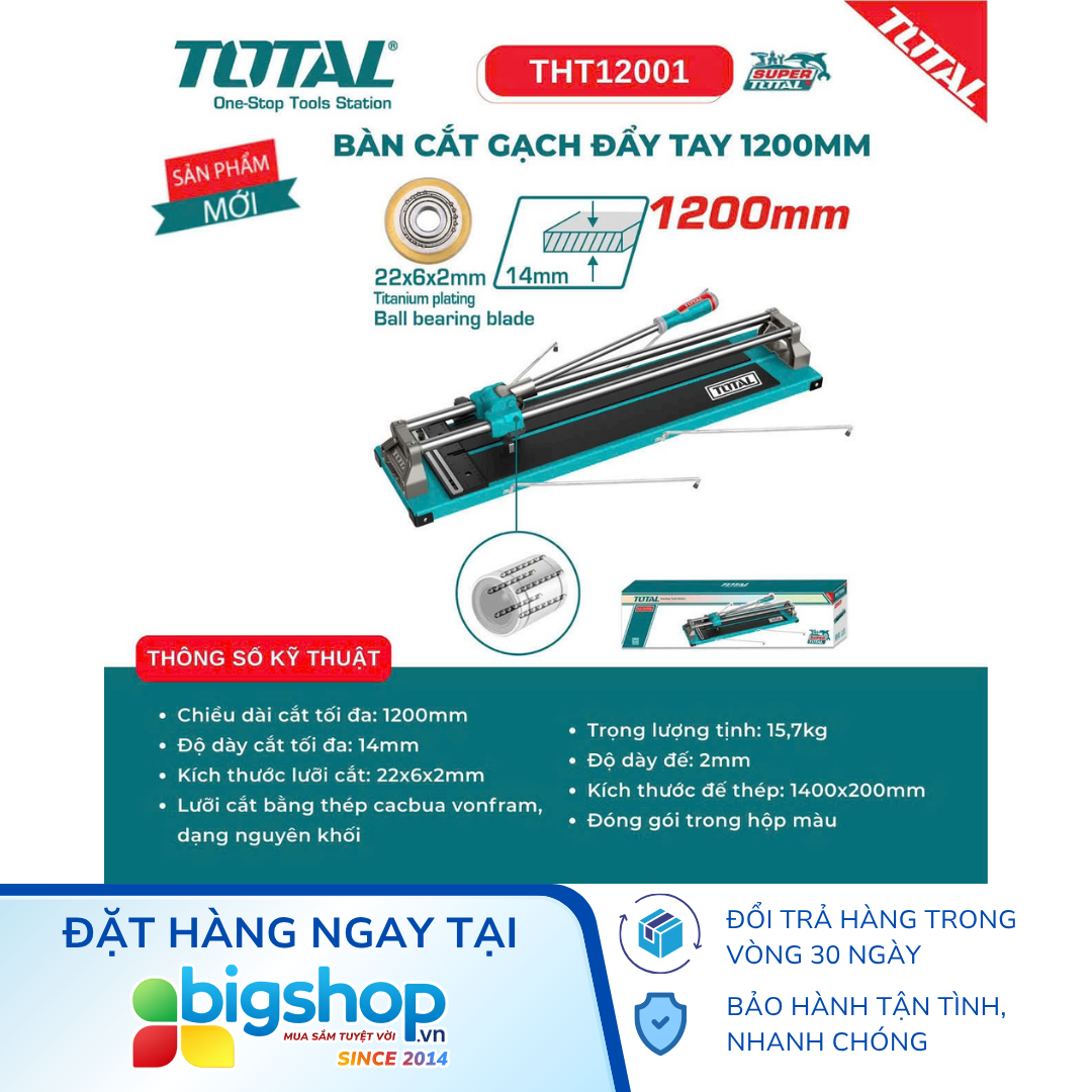 Bàn cắt gạch đẩy tay 1200mm TOTAL THT12001
