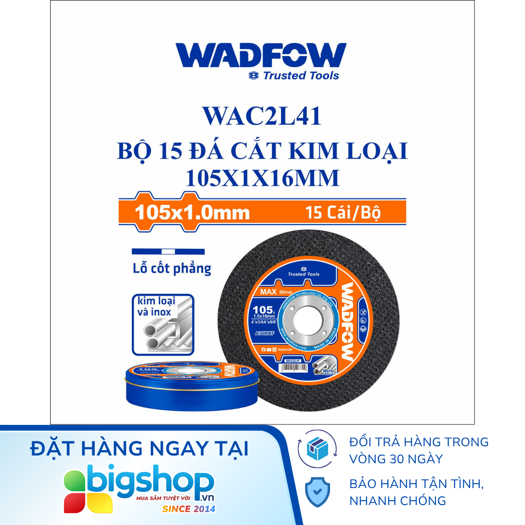 Bộ 15 đá cắt kim loại 105x1x16mm WADFOW WAC2L41