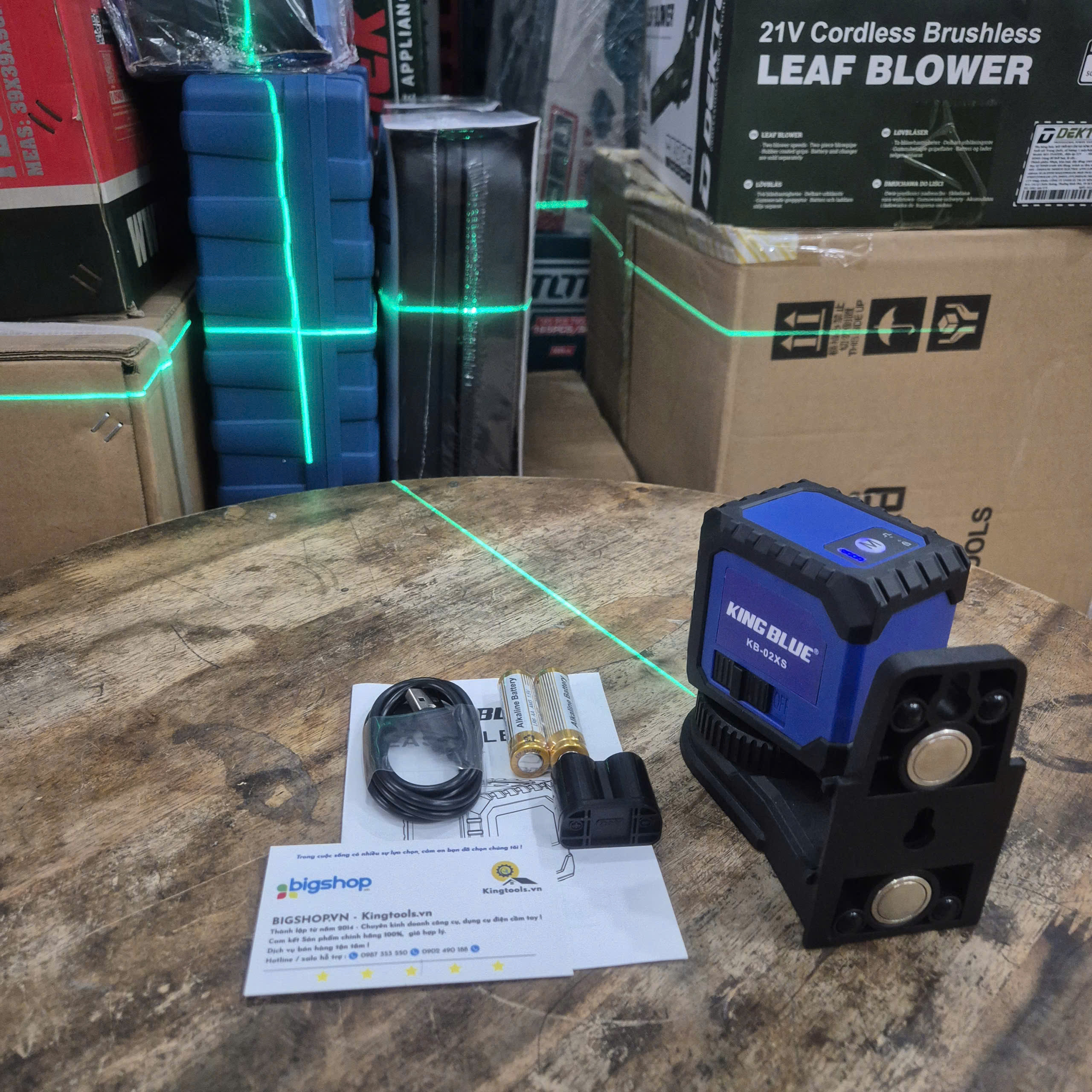 Máy cân bằng laser 2 tia xanh KINGBLUE KB-02XS