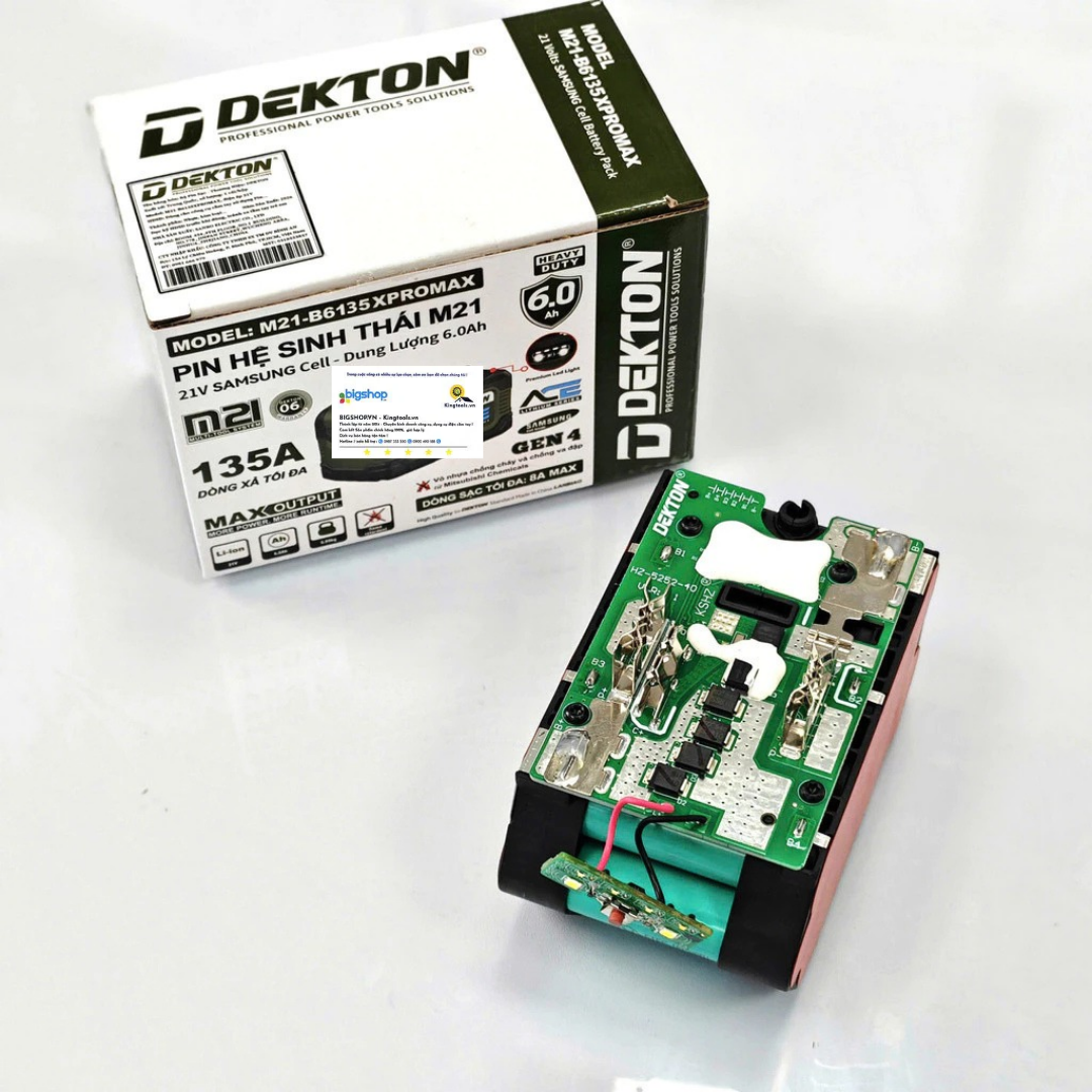 Pin 21V/6.0Ah DEKTON M21-B6135XPROMAX (15 Cells Samsung)