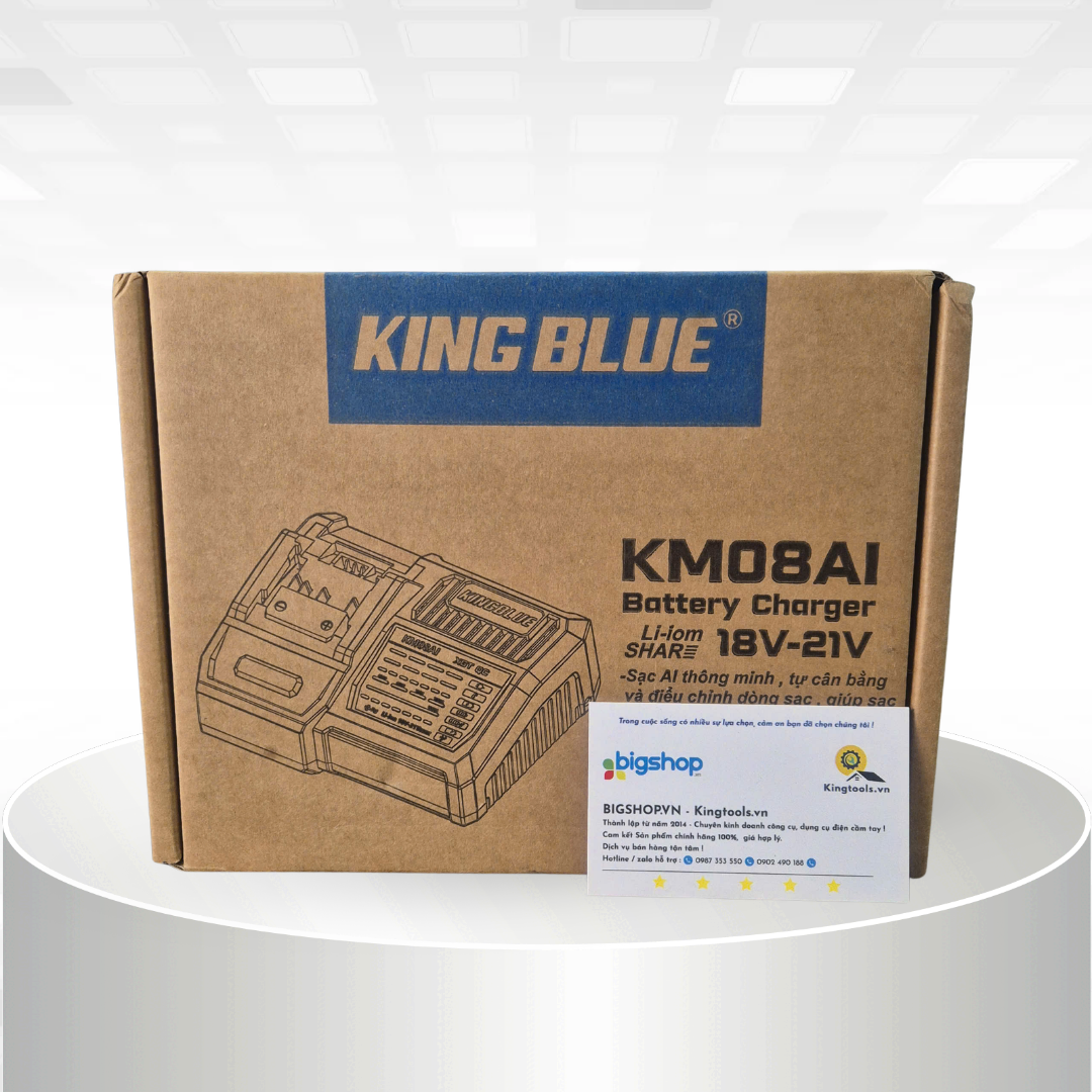 Sạc pin nhanh KINGBLUE KM08AI (18V-21V, AI thông minh)