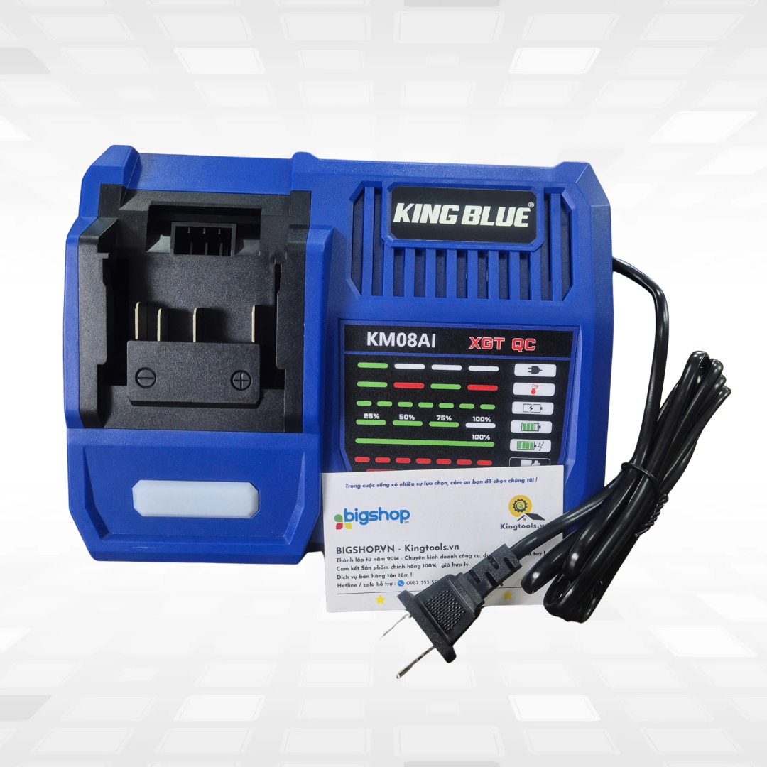 Sạc pin nhanh KINGBLUE KM08AI (18V-21V, AI thông minh)