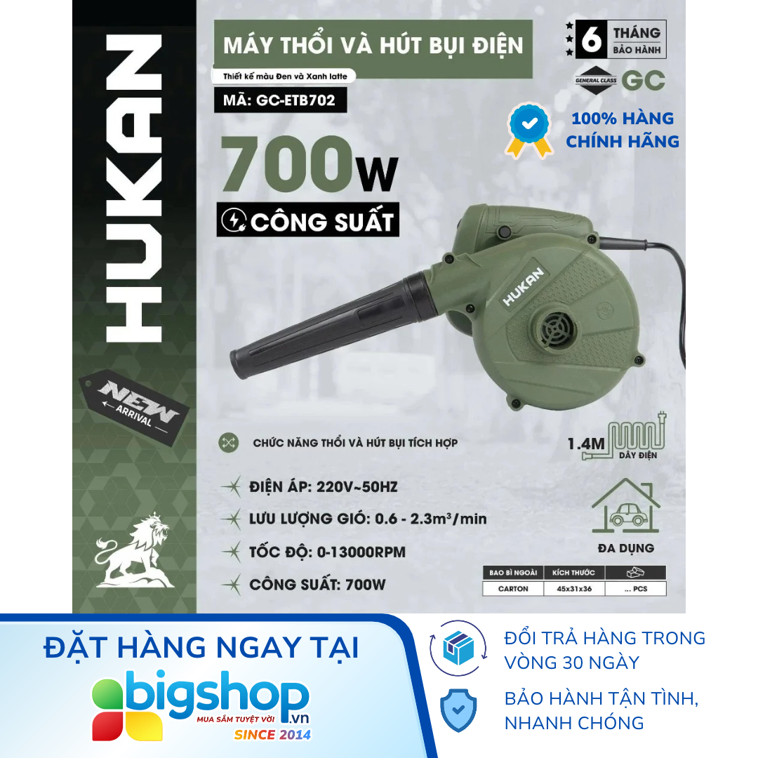 Máy thổi và hút bụi điện HUKAN GC-ETB702 (Công suất 700W)