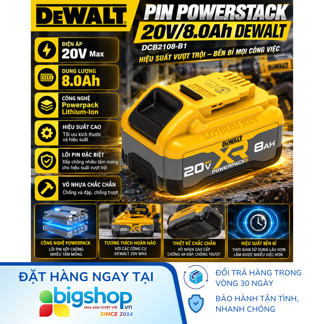 Pin Powerstack 20V/8.0Ah DEWALT DCB2108-B1