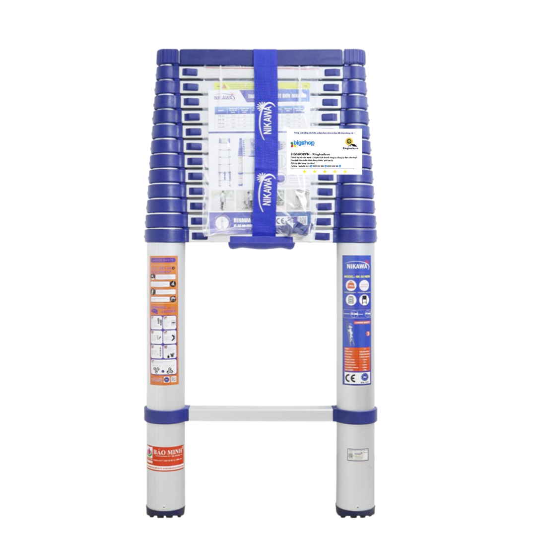 Thang nhôm rút đơn NIKAWA NK-54 (15 bậc, cao 5m4, tải trọng 150kg)