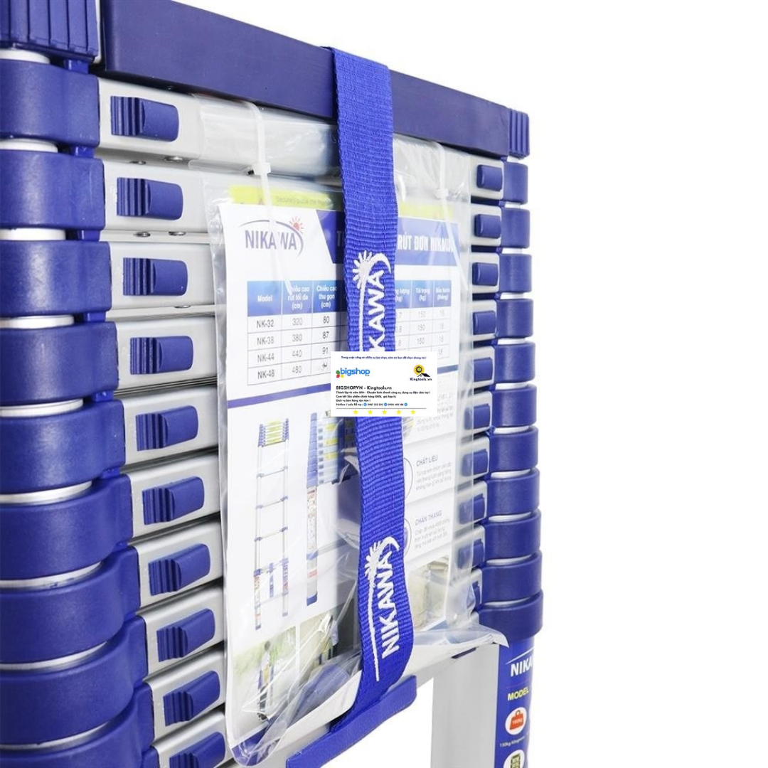 Thang nhôm rút đơn NIKAWA NK-54 (15 bậc, cao 5m4, tải trọng 150kg)