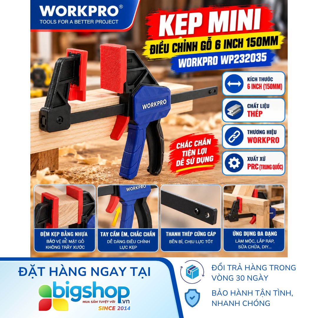 Kẹp mini dùng để điều chỉnh gỗ 6 inch 150mm WORKPRO WP232035