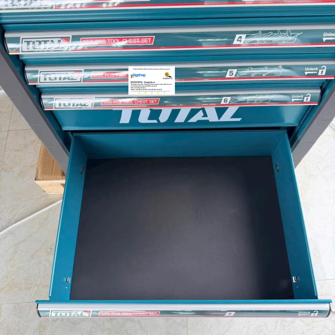 Bộ 356 món trong tủ xe đẩy đựng công cụ TOTAL THPTCS73561