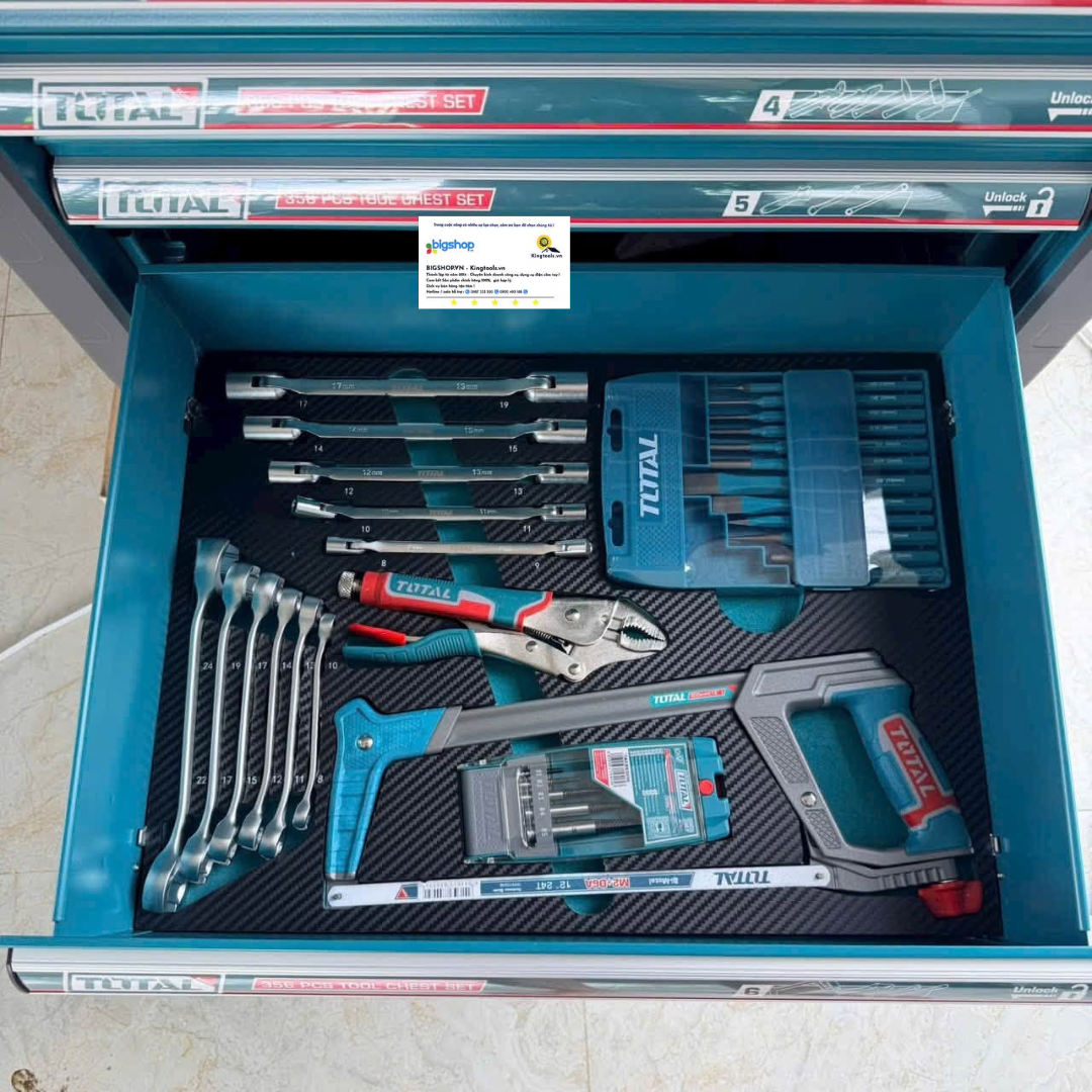 Bộ 356 món trong tủ xe đẩy đựng công cụ TOTAL THPTCS73561