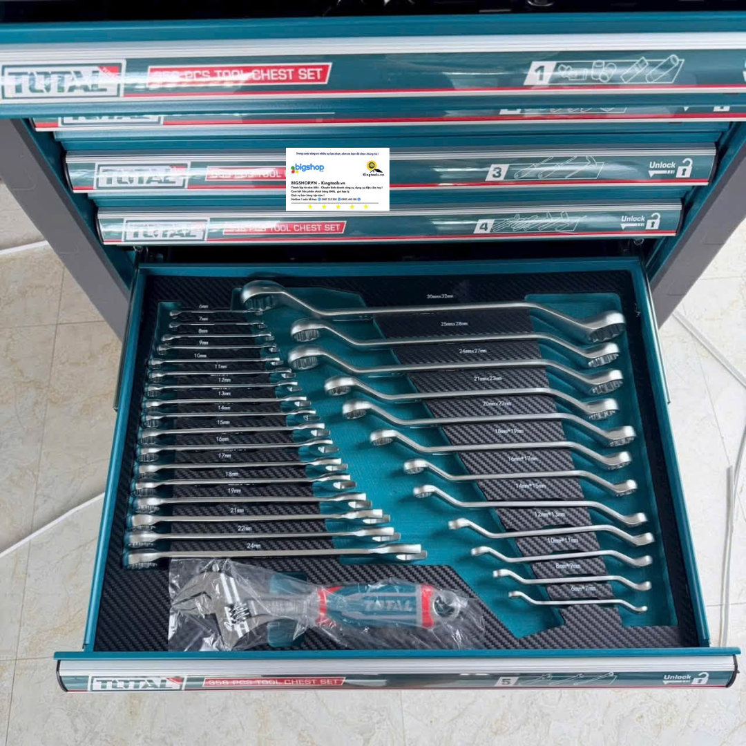 Bộ 356 món trong tủ xe đẩy đựng công cụ TOTAL THPTCS73561