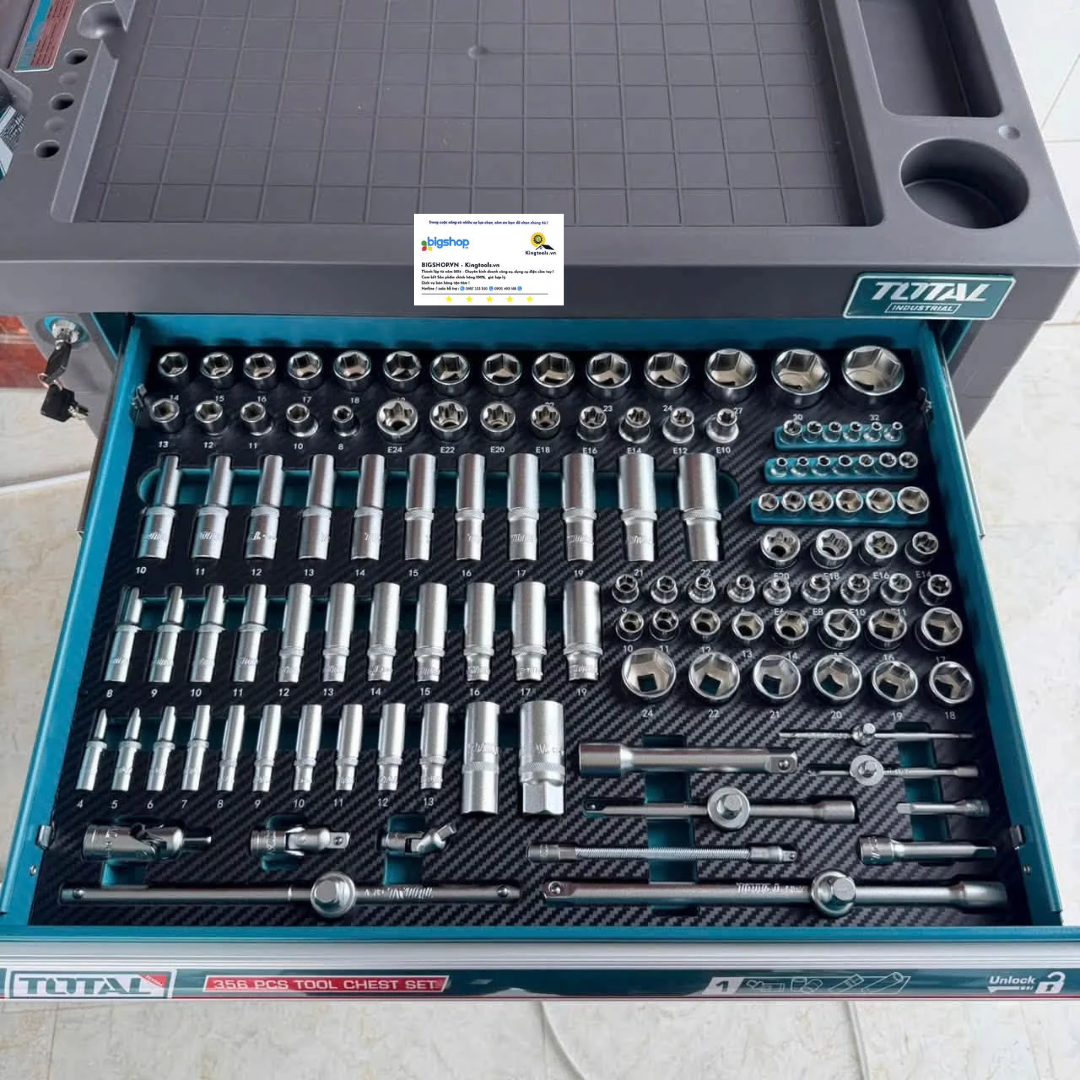 Bộ 356 món trong tủ xe đẩy đựng công cụ TOTAL THPTCS73561
