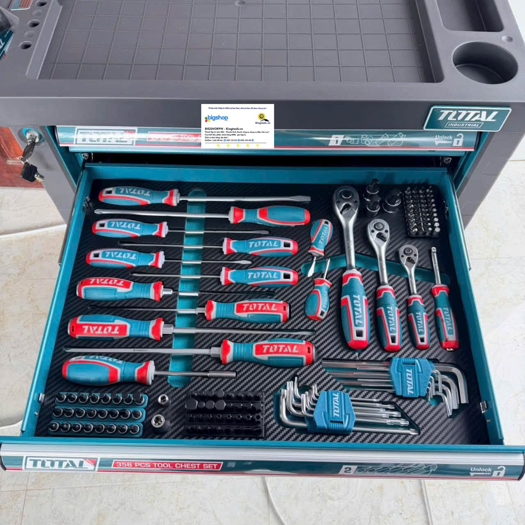 Bộ 356 món trong tủ xe đẩy đựng công cụ TOTAL THPTCS73561