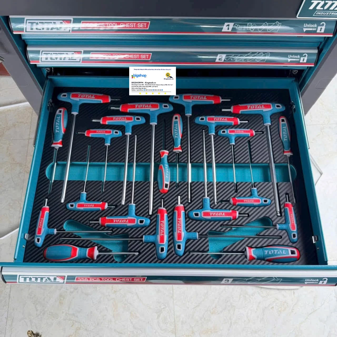 Bộ 356 món trong tủ xe đẩy đựng công cụ TOTAL THPTCS73561