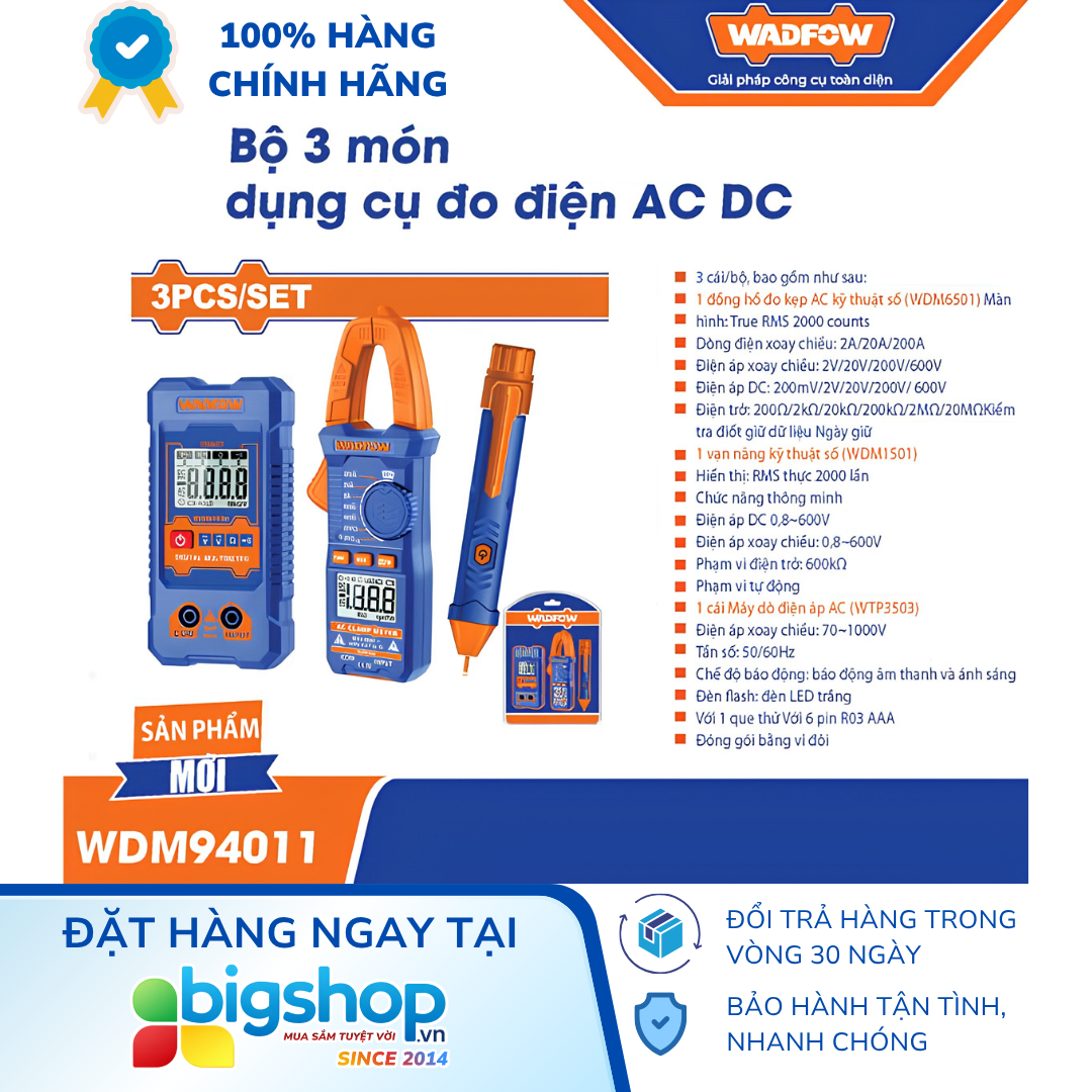 Bộ 3 món dụng cụ đo điện AC DC WADFOW WDM94011