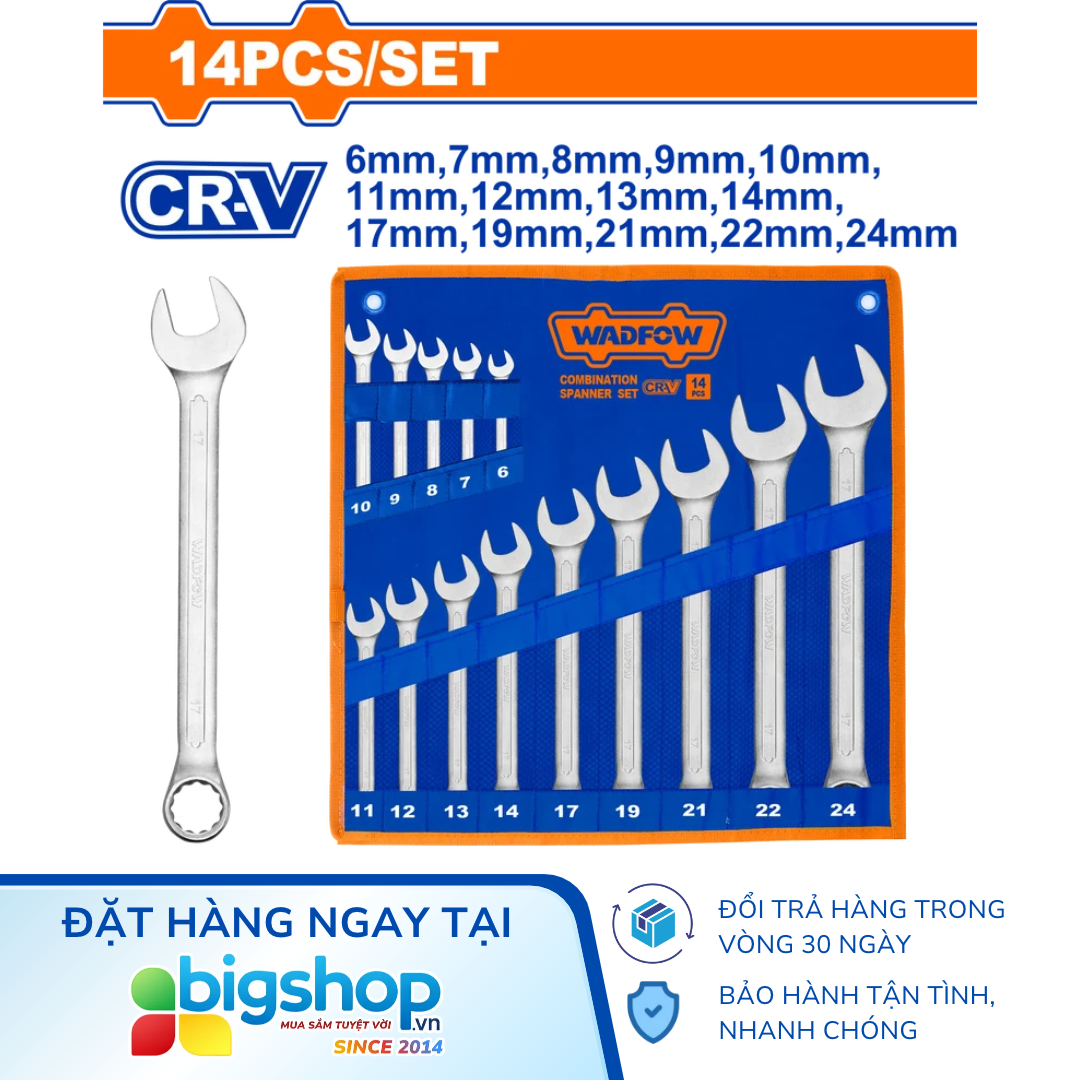 Bộ 14 cờ lê kết hợp WADFOW WSP1M24 (Các kích thước 6-24mm)