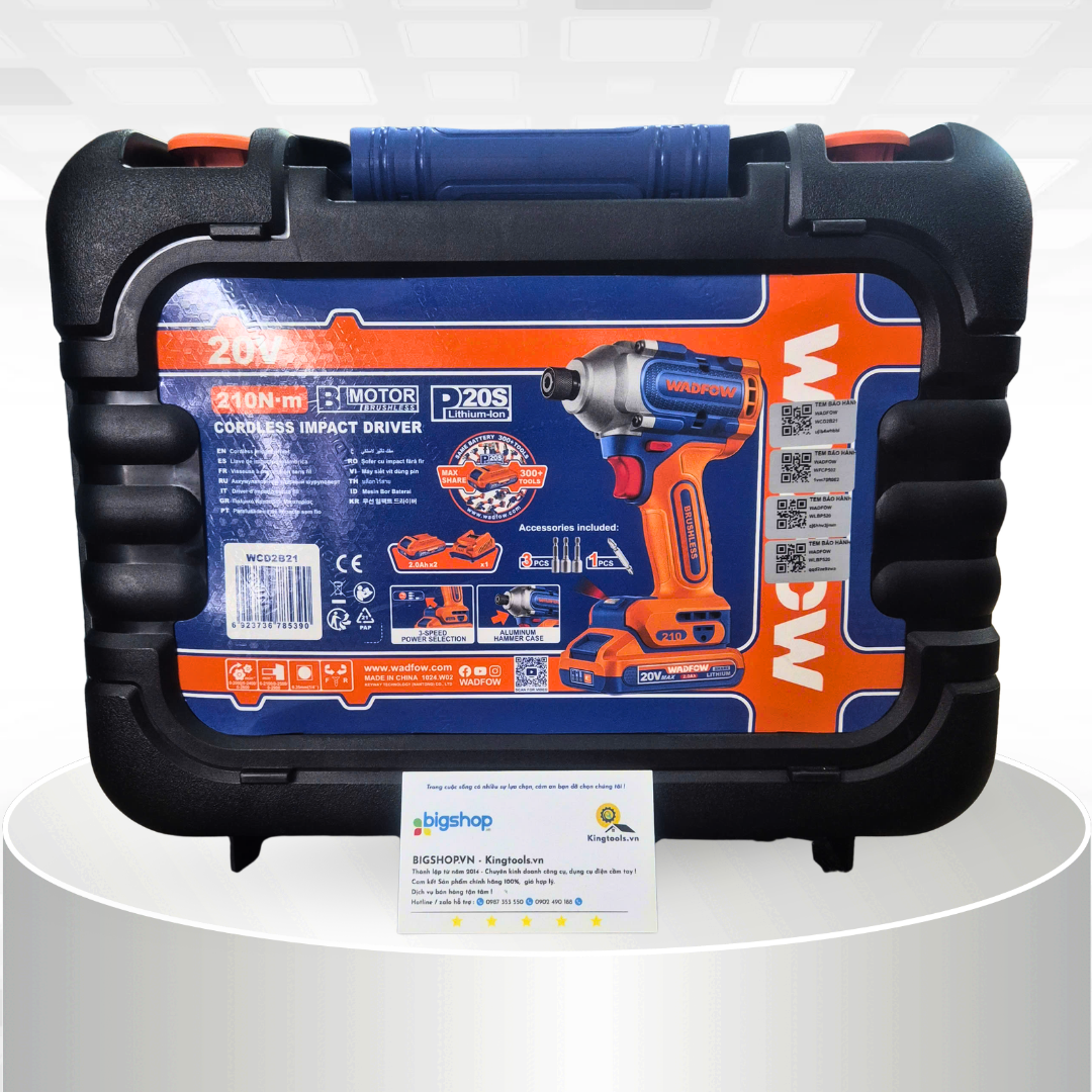 Máy siết vít dùng pin 20V WADFOW WCD2B21 (Lực siết 210Nm) - 2 pin 2.0Ah và sạc