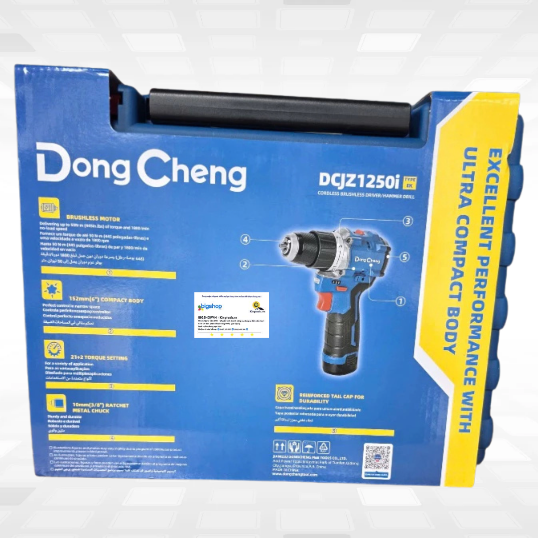 Máy khoan vặn vít dùng pin 12V DONGCHENG DCJZ1250i EK - 2 pin 2.0Ah và sạc