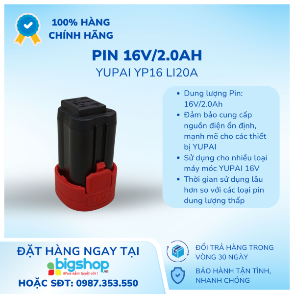 Pin YUPAI YP16 Li20A, 16V/2.0Ah