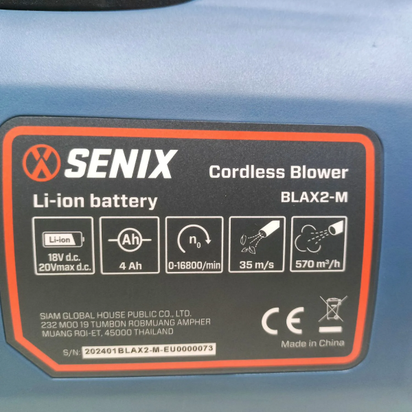 Máy thổi bụi, lá pin 20V SENIX BLAX2-M-EU