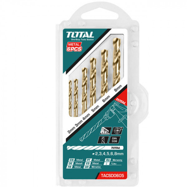 Bộ 6 mũi khoan kim loại HSS TOTAL TACSD0605