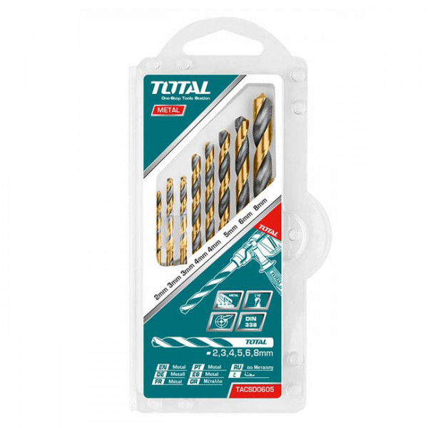 Bộ 8 mũi khoan kim loại HSS TOTAL TACSD0801