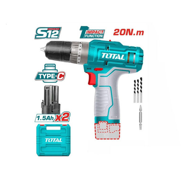 Máy khoan pin Lithium-ion 12V (không kèm sạc) TOTAL TIDLI12202